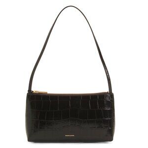 MANSUR GAVRIEL Chocolate Made In Italy Leather Croc Embossed Gaia Shoulder Bag